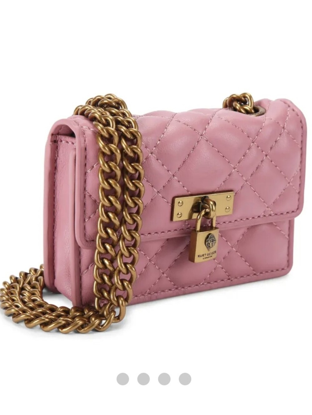Kurt Geiger London Micro Brixton Shoulder Bag Pink Quilted Crossbody Chain Strap - Picture 11 of 14